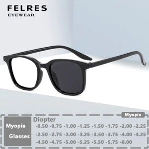 Men Square Photochromic Myopia Nearsighted Glasses Personality Retro Sunglasses - Picture 1 of 12