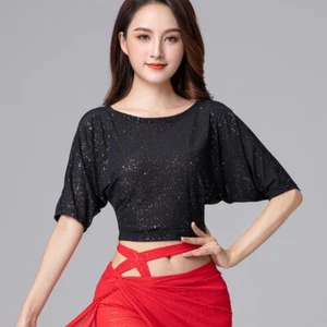Zigeuner Bauchtanzärmel Bluse Tops Festival Yoga weich kurz geschnitten Top Übung Tops - Bild 1 von 6