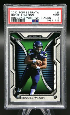 2012 Topps Strata RUSSELL WILSON #29 Rookie Hold Ball Two Hands PSA 9 Mint 🏈 - Image 1 of 4