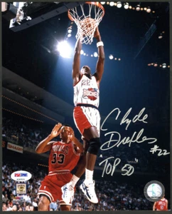 Clyde Drexler SIGNED 8x10 Photo + TOP 50 #22 Houston Rockets PSA/DNA AUTOGRAPHED - Picture 1 of 1