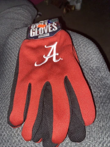 NCAA Alabama Crimson Tide Utility Winter Gloves Burgundy w Black Palm EMBROIDED Cover