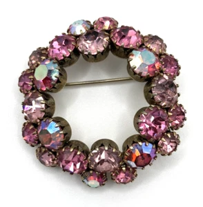 VTG AB Pink Rhinestone Brooch Cupcake Setting J1-3023 - Picture 1 of 10