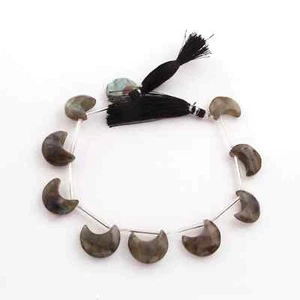 1 Strang Labradorit Halbmond glatt, Briolette Perlen-Edelstein Briolettes 16m - Bild 1 von 7