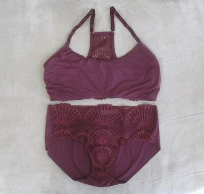 NEW COMMANDO 'Butter + Lace'  Racerback Bralette & Panty SET SZ S/M, Small Pinot - Image 1 of 4