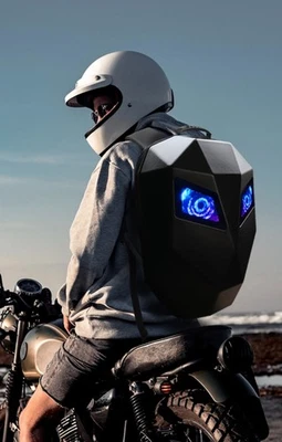 LED-Motorrad-Rucksack, Hartschale + Powerbank 10.000mAh, App-steuerung, PIXLII - Bild 1 von 4