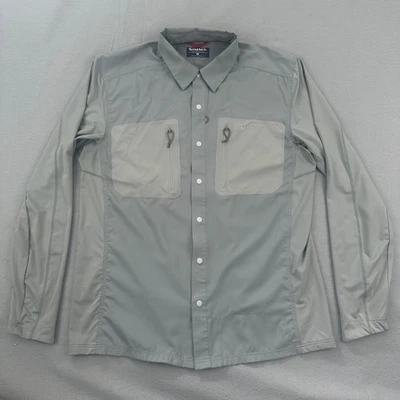 Simms Guide Fishing mens Shirt M Tricomp Cool Vented Long Sleeve Outdoor Gray - Image 1 of 4