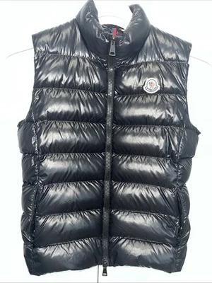Moncler L42716 Mujeres Negro Ghany Resistente al Agua Brillante Abajo Chaleco Puffer Talla 2 Foto 1 de 4