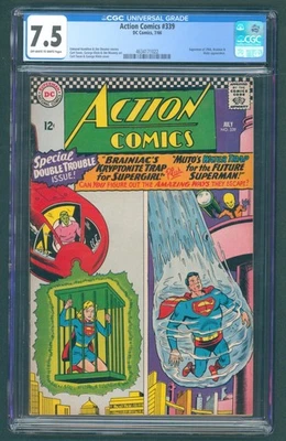 1966 Action Comics #339 Superman 2966 w/ Brainiac & Muto Appearance - CGC 7.5 VF - Image 1 of 3