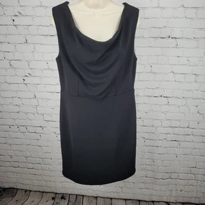 Ann Taylor Black Sleeveless Cowl Neck Lined Stretch Shift Dress Size 10 - Picture 1 of 11