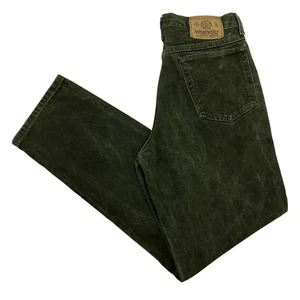 Vintage Wrangler Jeans Relaxed Straight Fit Dark Green 29W 30L Made in USA - Picture 1 of 16