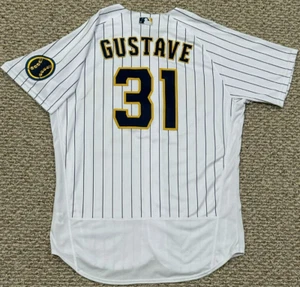 GUSTAVE size 46 #31 2022 MILWAUKEE BREWERS "GAME USED" JERSEY HOME WHITE MLB - Imagen 1 de 11