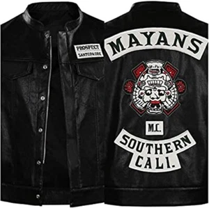 Herren JD Pardo Mayans MC Southern Cali Ezekiel Reyes Biker schwarz Lederweste - Bild 1 von 8