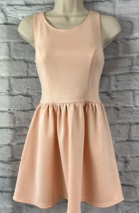 H&M Divided Skater Dress Peach Light Pink Size 8 Stretchy Strappy BNWT Short - Picture 1 of 9