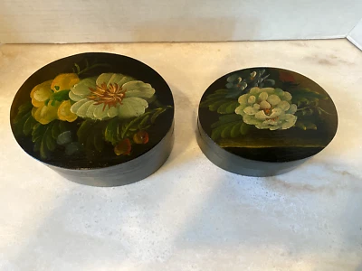 2 Гнездование вручную расписанные деревянные коробки Ex Con новый из старых запасов неиспользованный 5 x 4 x 2 1/2» и 6 x $ 3/4 x 3» - Изображение 1 из 4