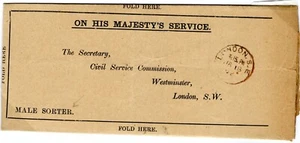 GB Cover Historic GPO *MALE SORTER* Application Official London 1902 10.5 - Picture 1 of 12