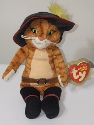 Ty Beanie Baby PUSS IN BOOTS the Cat Shrek DVD Excl. Juguete de peluche MWCT (8,5 pulgadas) Foto 1 de 4