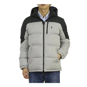 Polo Ralph Lauren Boy's Hooded Down Puffer Jacket Coat - Lt. Grey/Black - - Picture 1 of 5