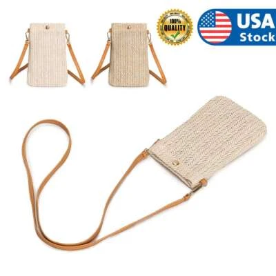 Women Handbag Rattan Straw Bag Shoulder Beach Woven Purse Tote Summer Crossbody - Image 1 of 4