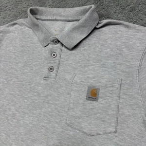 Carhartt Mens Grey Short Sleeve Pocket Polo Shirt Size Large - Picture 1 of 5