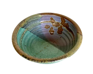Vintage Purple & Turquoise Unsigned Studio Art Pottery Bowl, 5-3/4" - Picture 1 of 10