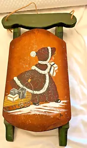 17" Christmas decoration sled with painting on it. Christmas Holiday decor - Picture 1 of 7