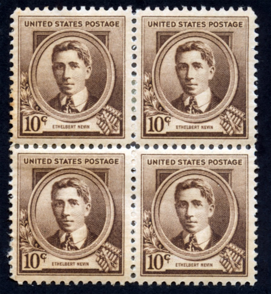 Scott # 883 - U.S. Block Of 4 - Ethelbert Nevin - MH OG - 1940 - Image 1 of 2