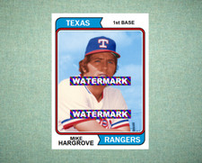 Mike Hargrove Texas Rangers 1974 Style Custom Baseball Art Card