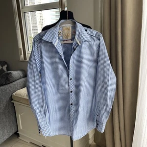 Sovereign Code Woven Pleasure Button Front Shirt Blue Gingham L - Bild 1 von 5