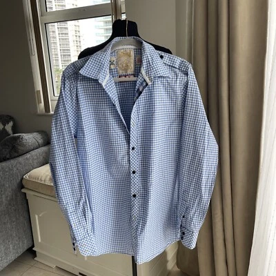 Sovereign Code Woven Pleasure Button Front Shirt Blue Gingham L - Image 1 of 4