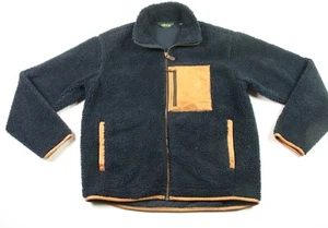 Chaqueta Orvis Para Hombres Azul Sherpa Cremallera Completa Talla L Cuero Bolsillo Acentos Grande - Imagen 1 de 10