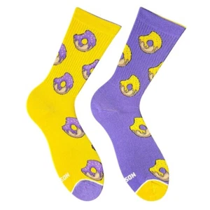 Calze Ciambella Viola e Giallo | Calze Divertenti | Eleganti per Trattare gli Amanti - Foto 1 di 2
