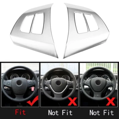 2 peças tampa quadro botão volante prata ajuste para BMW X5 E70 X6 E71 2008-13 - Imagem 1 de 4
