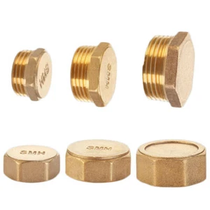 Brass Blanking Cap Stop End Lock Water Gas Pipe Parts 1/2" 3/4" Male/Female  - Picture 1 of 8