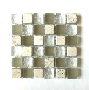 Mezcla de piedra de vidrio 5/8x5/8 mosaico azulejo mate esmerilado texturizado salpicadero spa - Imagen 1 de 3