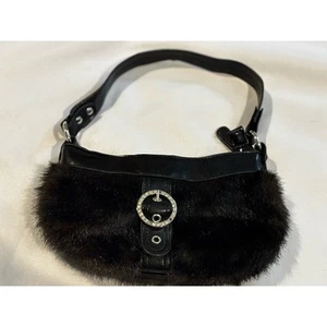 Small purse clutch Handbag Faux Mink Fur With Bling Holiday Party 60’s clubbing - Picture 1 of 7