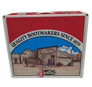 Caja de botas de vaquero Justin vintage hecha en EE. UU. SOLO CAJA VACÍA  - Imagen 1 de 8