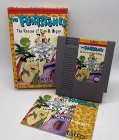 The Flintstones The Rescue of Dino & Hoppy NES Game, Case & Manual 1991 Nintendo
