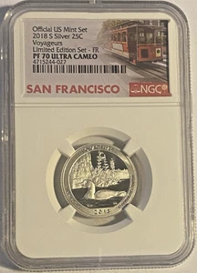 2018-S Silver PF 70 UC Voyageurs First Release Limited  Washington Trolly Label - Picture 1 of 4