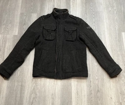 Rare Abercrombie & Fitch Vintage Wool Coat Mens XL Military Coat Heavy Dark Grey - Image 1 of 4