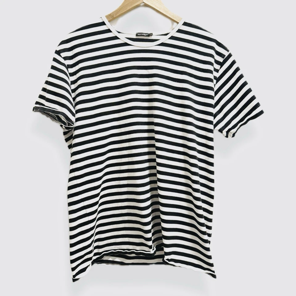 Camiseta MARIMEKKO Tasaraita Relajada Manga Corta Unisex Negra Rayas Talla XL Foto 1 de 4