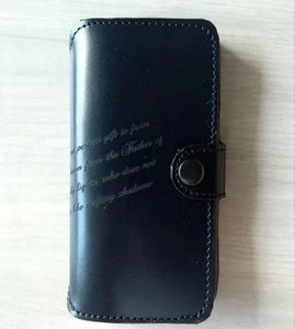 Handmade Leather Card Holder Phone Case iPhone 7 8 SE Custom Name Engraving - Photo 1 sur 7