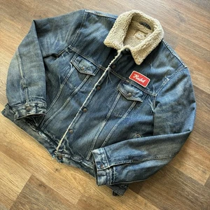 Polo Ralph Lauren Sherpa Fleece Lined Denim Trucker Ralph Patch Jacket Sz XXL - Picture 1 of 7