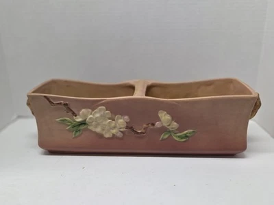 Roseville Keramik Apfelblütenmuster rosa Fensterkasten Pflanzgefäß Vase #369-12 Vintage - Bild 1 von 4