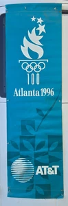 Olympia Vinyl doppelseitiges Banner Atlanta 1996 Flamme/AT&T blau ~ 100 Zoll x 30 Zoll - Bild 1 von 12