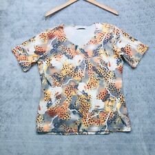 Ugo Reali T Shirt Femme Taille L/XL marron manches courtes girafes tee haut 