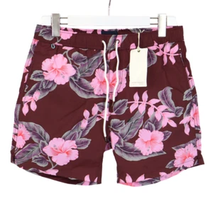 SCOTCH & SODA Swimwear Men's SMALL Elastic Waist Floral Pattern Purple Burgundy - Picture 1 of 8