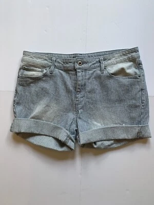 Pantalones Cortos Vintage Levis Rayas Para Mujer Talla 12/W31 Puños Rayas Grandes Desvanecimientos Foto 1 de 4