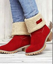 Rosy Boots Red and Cream Faux Fur Accent