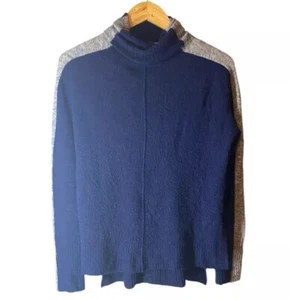 Athleta Merino Wool Navy Blue and Grey Stripe Turtleneck Long Sleeve Sweater XXS - Picture 1 of 6