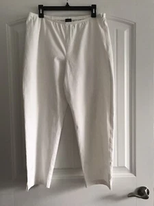 EILEEN FISHER PETITE STRETCH ZIP SIDE ELASTIC WAIST SLIT HEM TWILL PANTS SZ PL - Picture 1 of 9